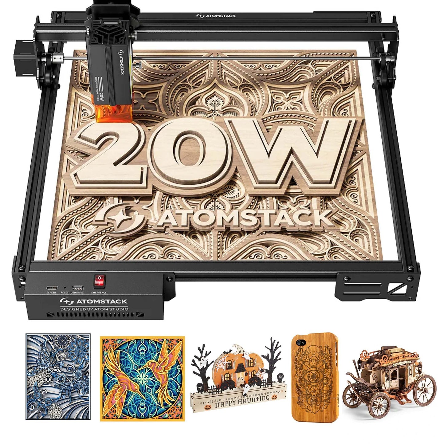 ATOMSTACK 20W A20 PRO V2 Laser Engraver, 0.06mm High Accuracy Laser Cutter for Wood, Metal, Acrylic and Glass, Professional DIY Laser Engraving Machine with Eye Protection