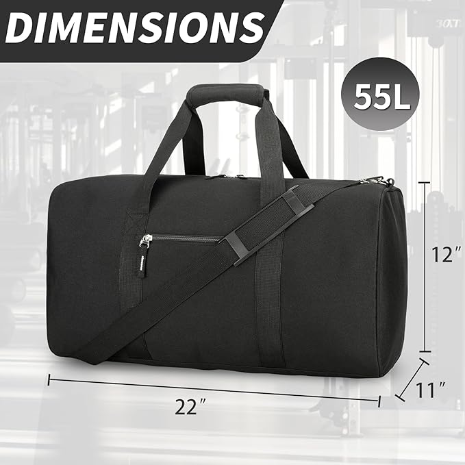 Gym Bag for Men, 22 inch Large Duffle Bag, 55L Lightweight Water-Resistant Weekender Duffel Bag for Travel, Sports, Camping, Overnight