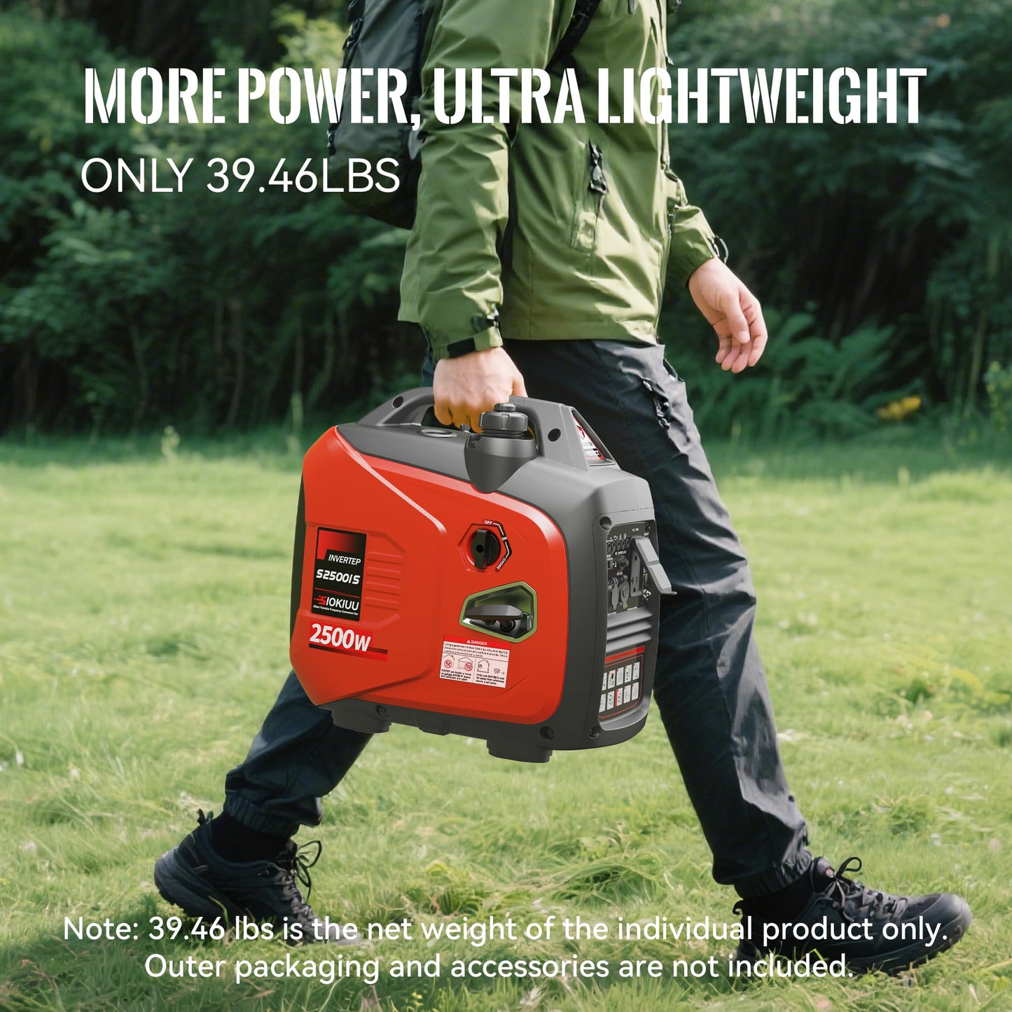 SIOKIUU 2500W Portable Generator Super Quiet Inverter Generator Ultra Lightweight for Home Backup Outdoor Camping, CO Sensor Protect, EPA, ECO Mode