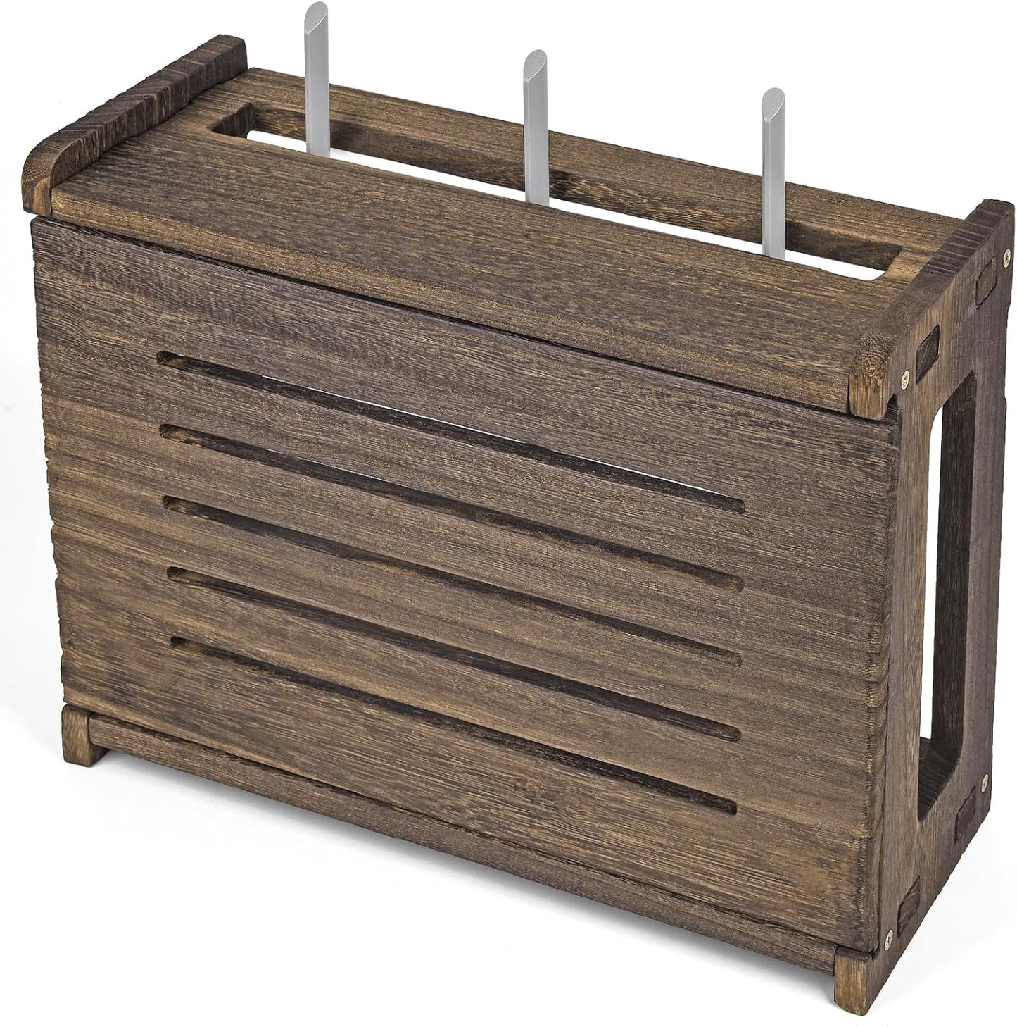 BEARUT 14.9 9.8 5.4 Wooden Router Shelf Wall Mount WiFi Router Storage Box Modem Cable Router Cover Organized Power