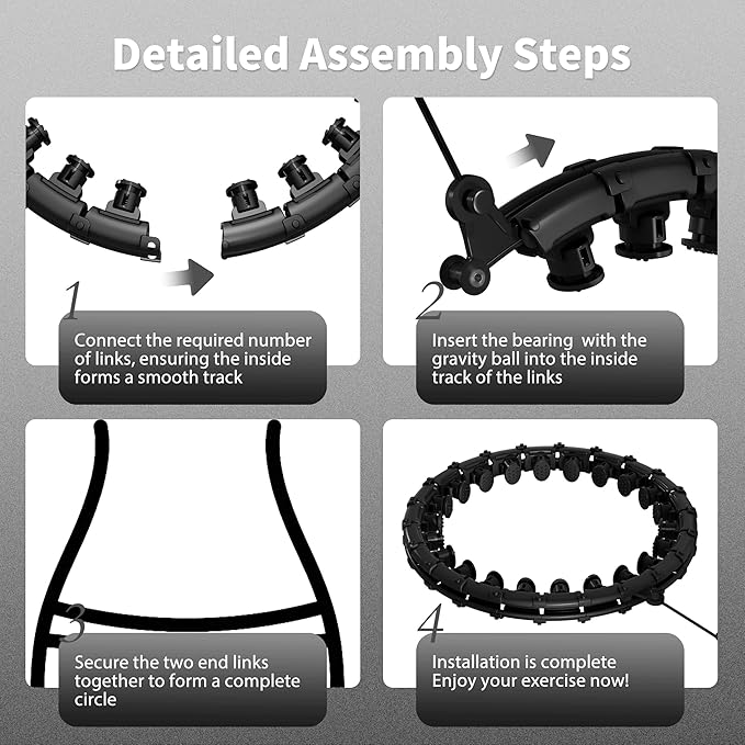 Weighted Hula Infinity Fitness Hoop for Adult Weight Loss, 2 in 1 Smart Fitness Workout Hula Circle Hoops with 28 Links(53 Inch), Exercise Fit Hoop Suitable for Women and Beginners