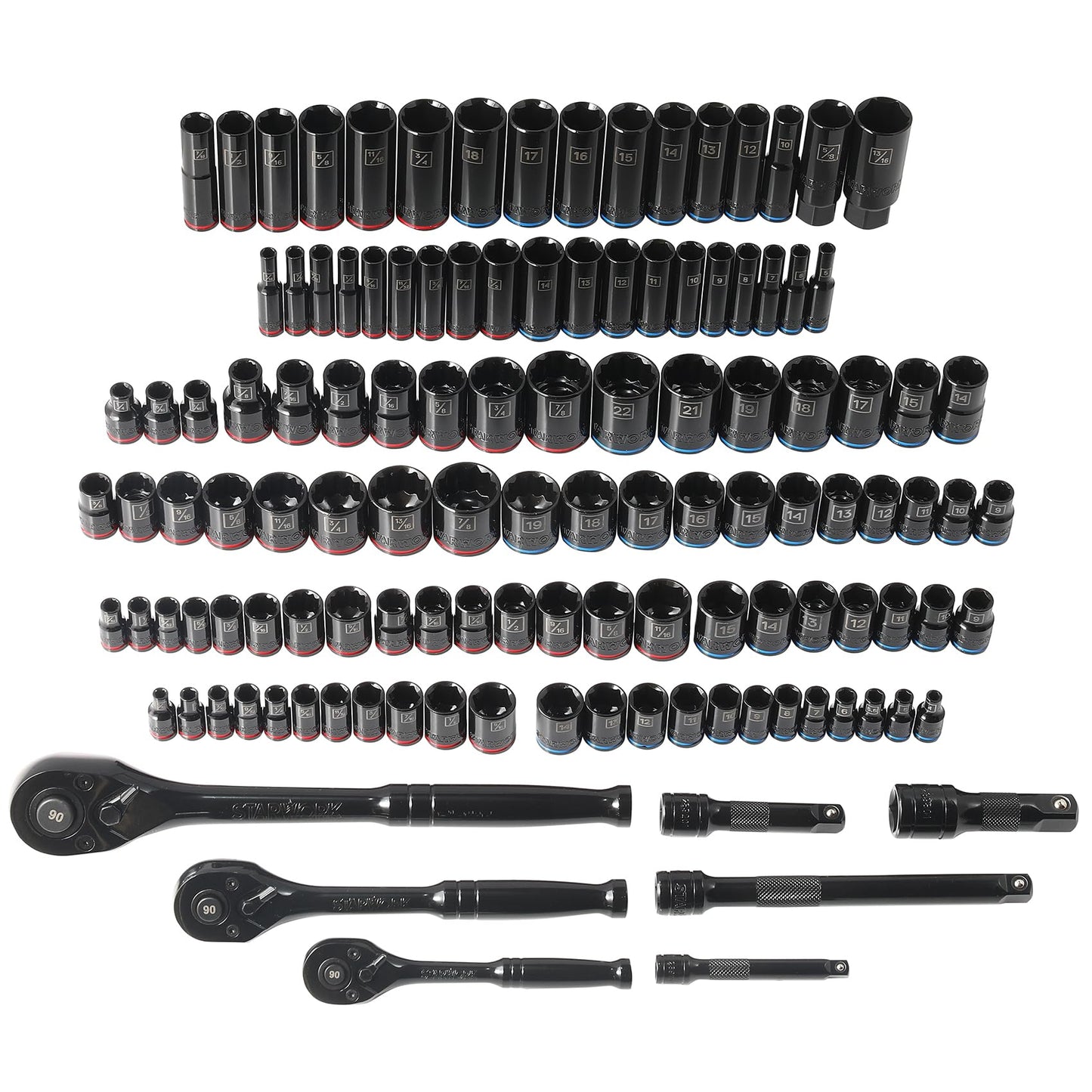 STARWORK TRUE MECHANIC 303-Piece Mechanics Tool Set, 120-Tooth Ratcheting Wrench Set, 1/4", 3/8", 1/2" Drive, Professional, SAE/Metric