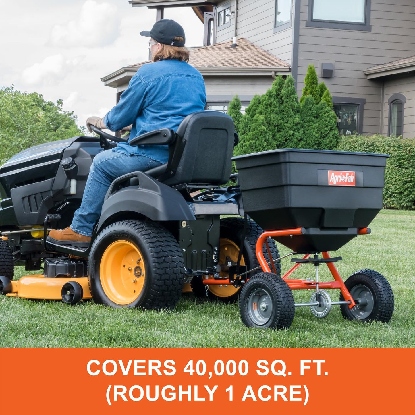 Agri-Fab Tow Behind Broadcast Spreader for Seed, Fertilizer, Salt and Ice Melt, 185 lb Capacity Lawn and Garden Spreader with 12 Ft Spread Width