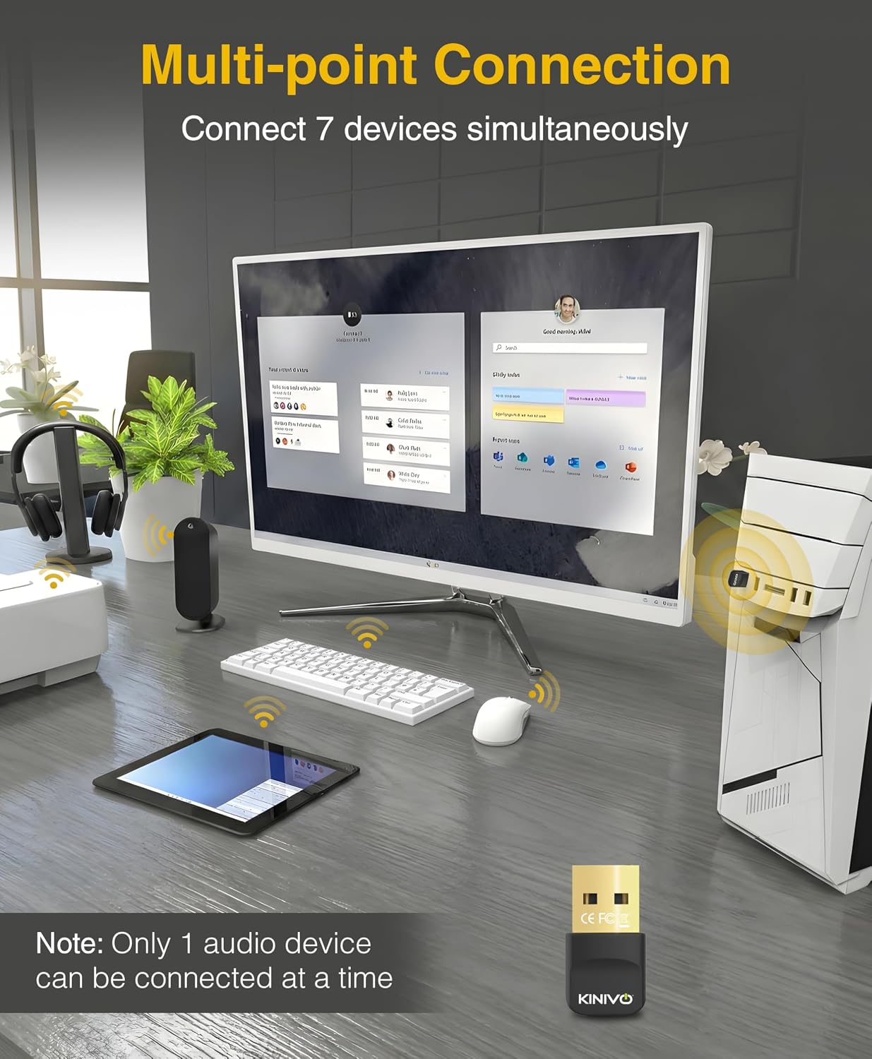 Kinivo (BT6.0, 11/10/8.1/8) Headsets, USB Bluetooth Adapter for PC Plug & Play Wireless Dongle Receiver for Ubuntu