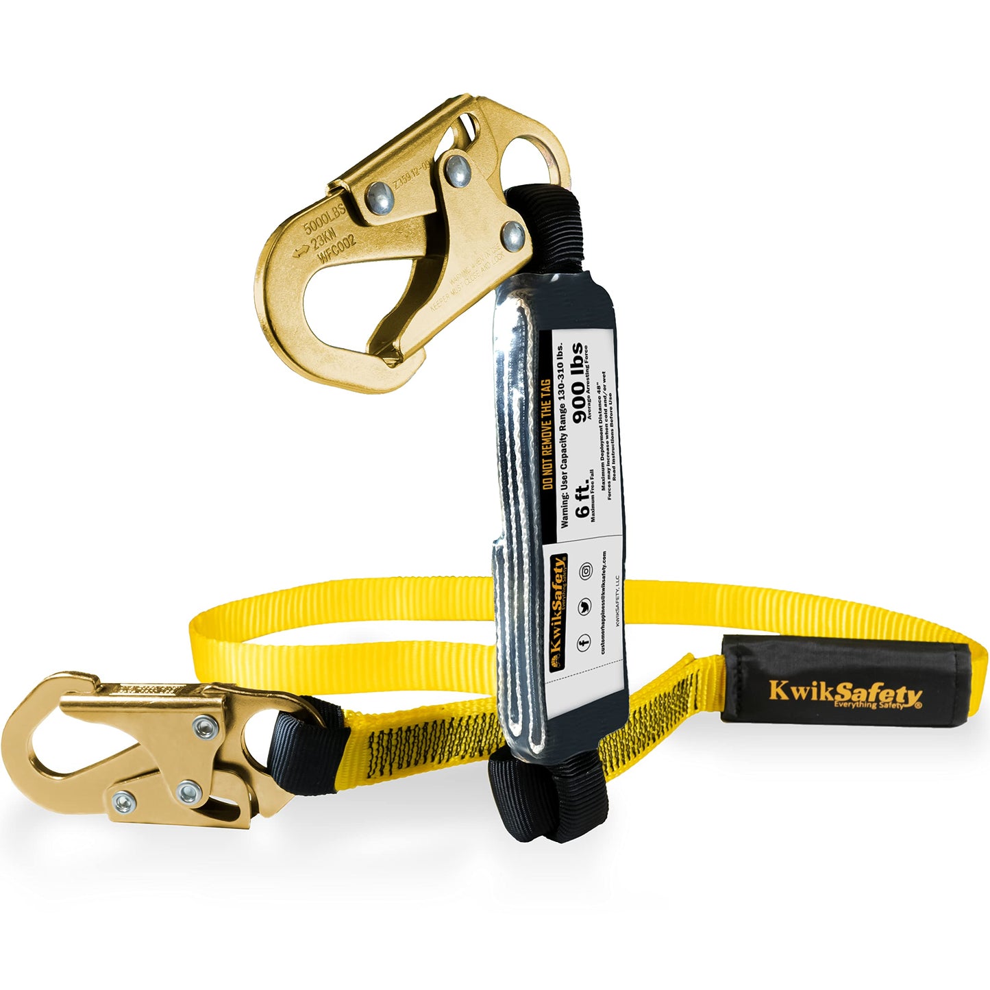 KwikSafety - TAIPAN Safety Lanyard [1 PACK] Flat Safety Harness Lanyard Fall Protection ANSI Tested OSHA