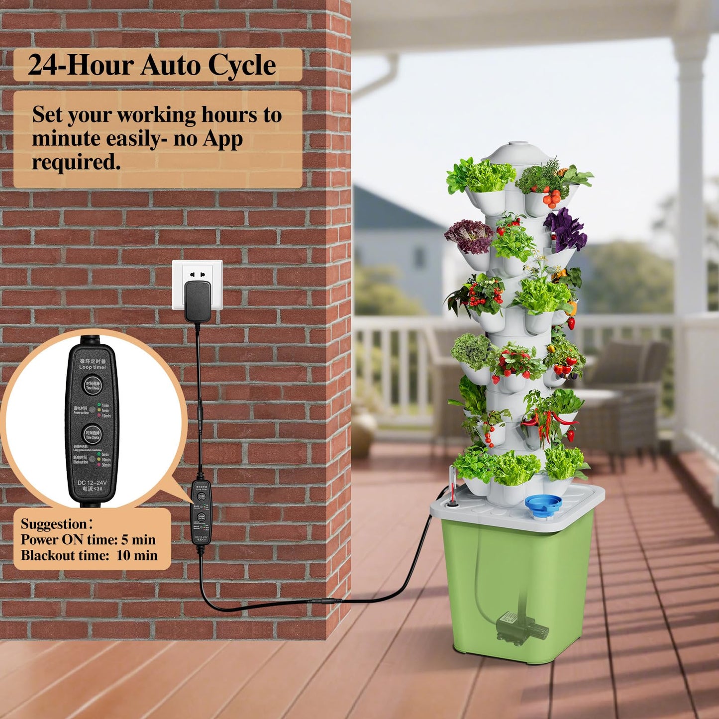 RFnongye Hydroponics Growing System Kit, 30 Pots Vertical Garden Planter with Pump and Timer, Hydropoic Tower for Soilless Cultivation Herbs Fruits Vegetables, Plant Gift for Gardening Lover(No Seed)