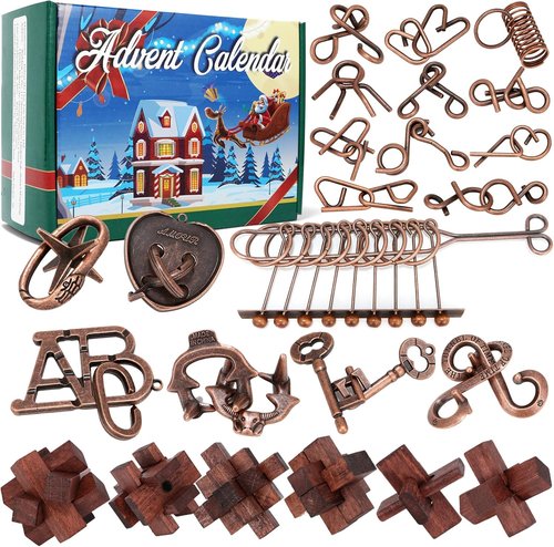 Advent Calendar 2025 - Christmas Countdown Gift Box with 24 Brain Teaser Puzzles for All Ages