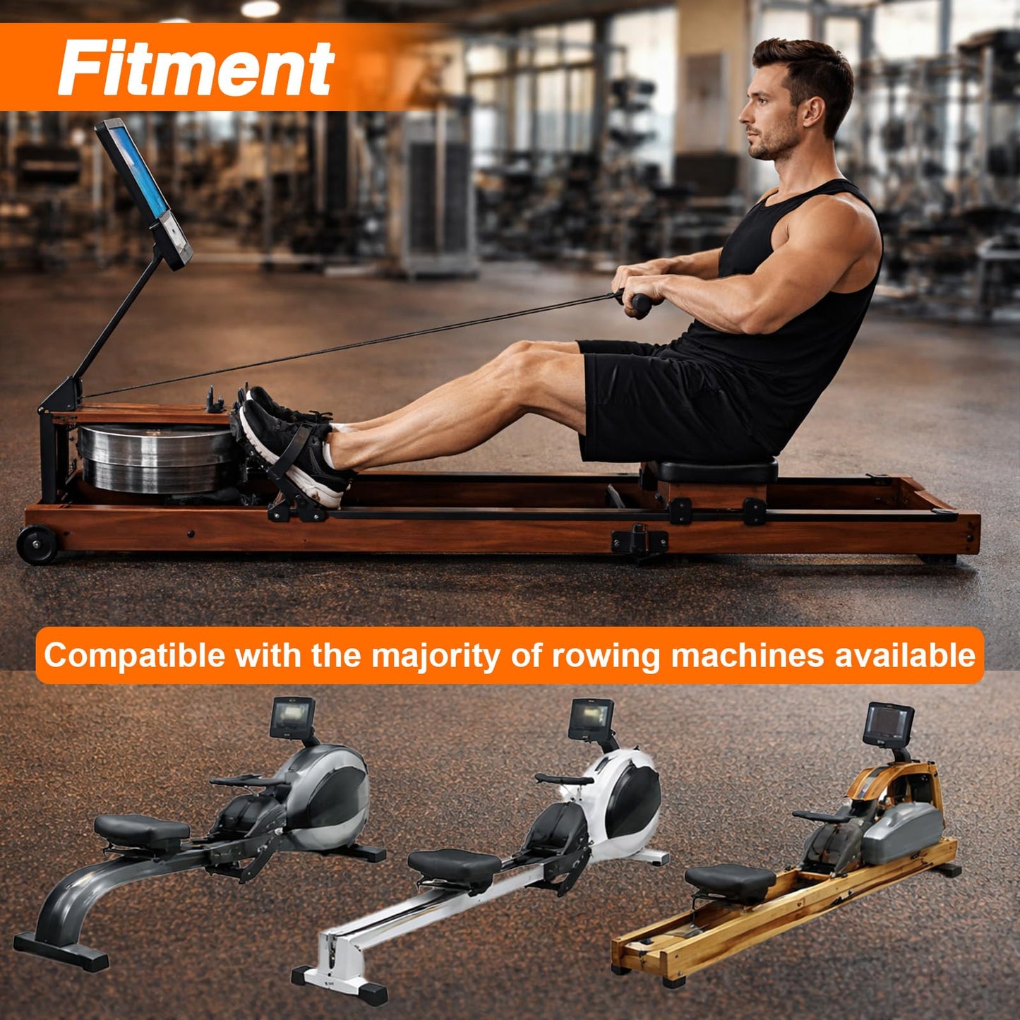 EVRBUL Rowing Machine Cover 95" L x 24" W x 40" H Heavy Duty 420D Waterproof Dust-Proof Rower Cover for Concept 2 Rowing Machine with Air Vents Reflective Strip Drawstring
