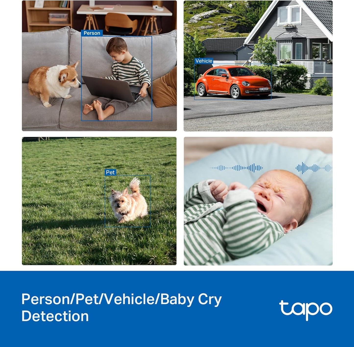 Tapo 3K 5MP 360 2.4 360 Pan/Tilt Indoor/Outdoor Security Camera, Free Person/Vehicle/Baby Cry Detect & Motion Track