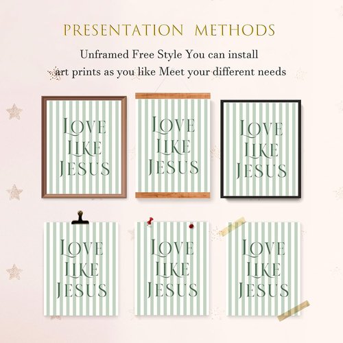LARTSFRO Coquette Green Bow Wall Art - Inspirational Christian Decor for Teens | Set of 4 Unframed 10x8 Inch Prints