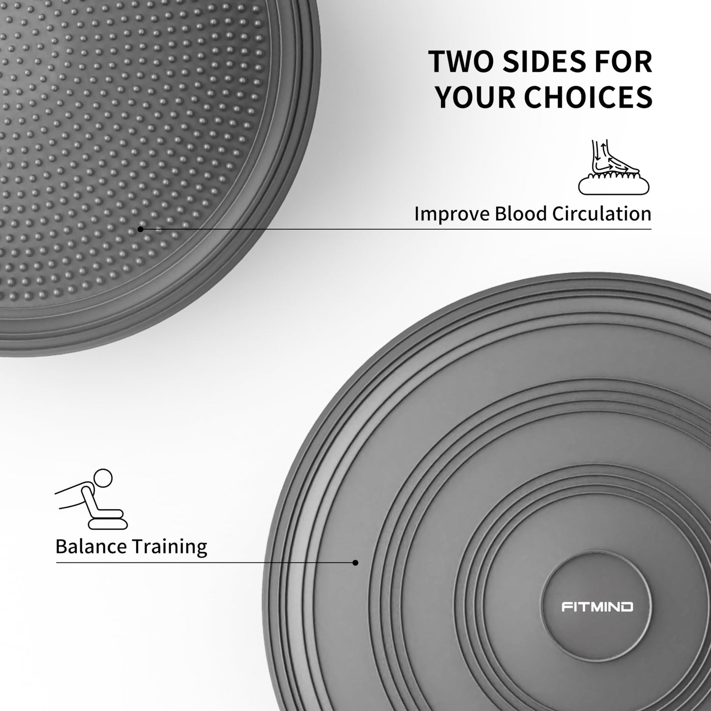 FITMIND Inflated Wobble Cushion,Dyna Disc,Circular Non-slip Texture for Comfortable Sitting,Wiggle Seat to Improve Posture, Fitness, Stability for Sensory Kids Adults,Balance Seat with Pump for Core Strength