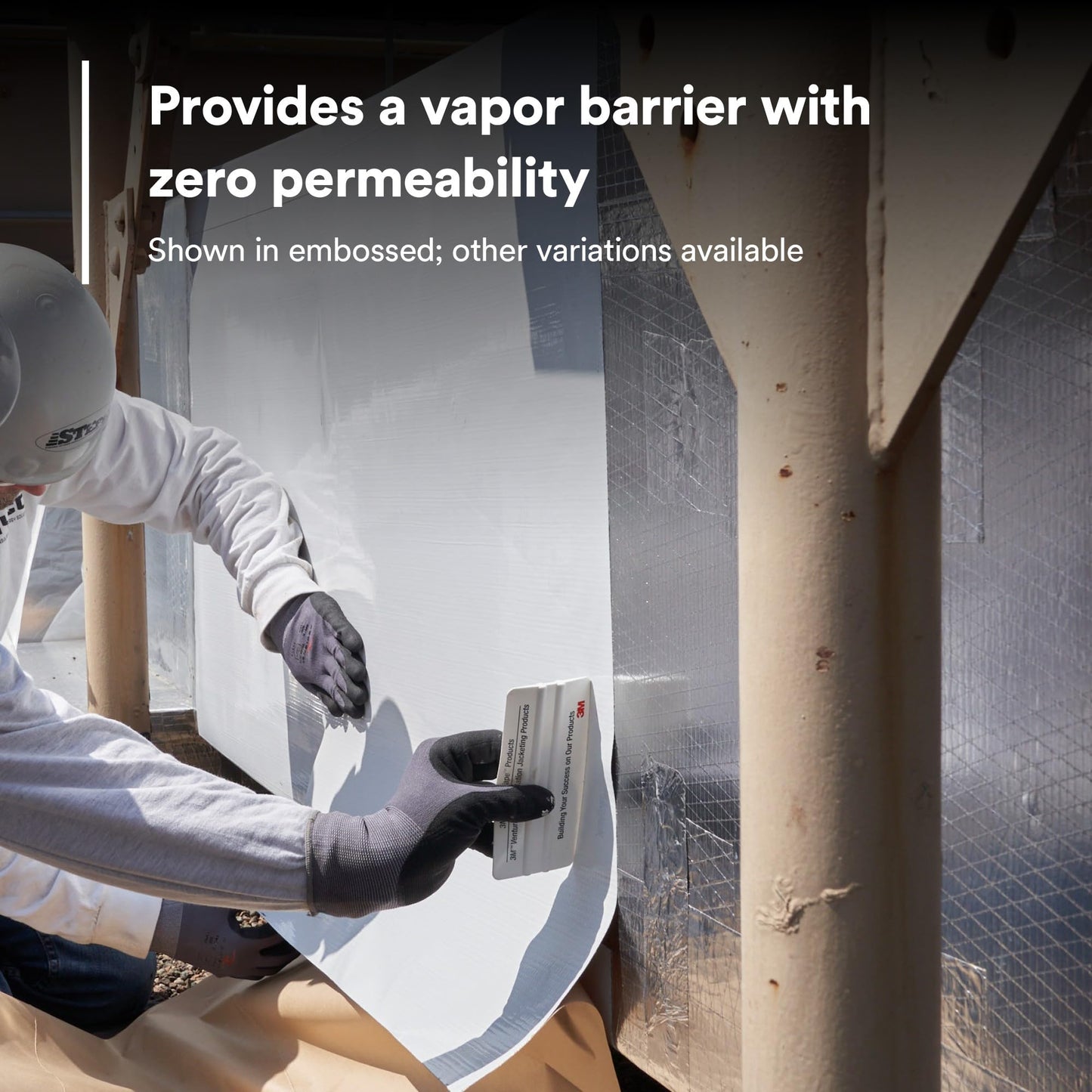 3M VentureClad Insulation Jacketing System 1577CW-WM, Flat, White Color, Excellent Chemical Resistance, Durable, Cold Weather Adhesion, LEED v4, UL723 Classified, 23 in x 50 yd