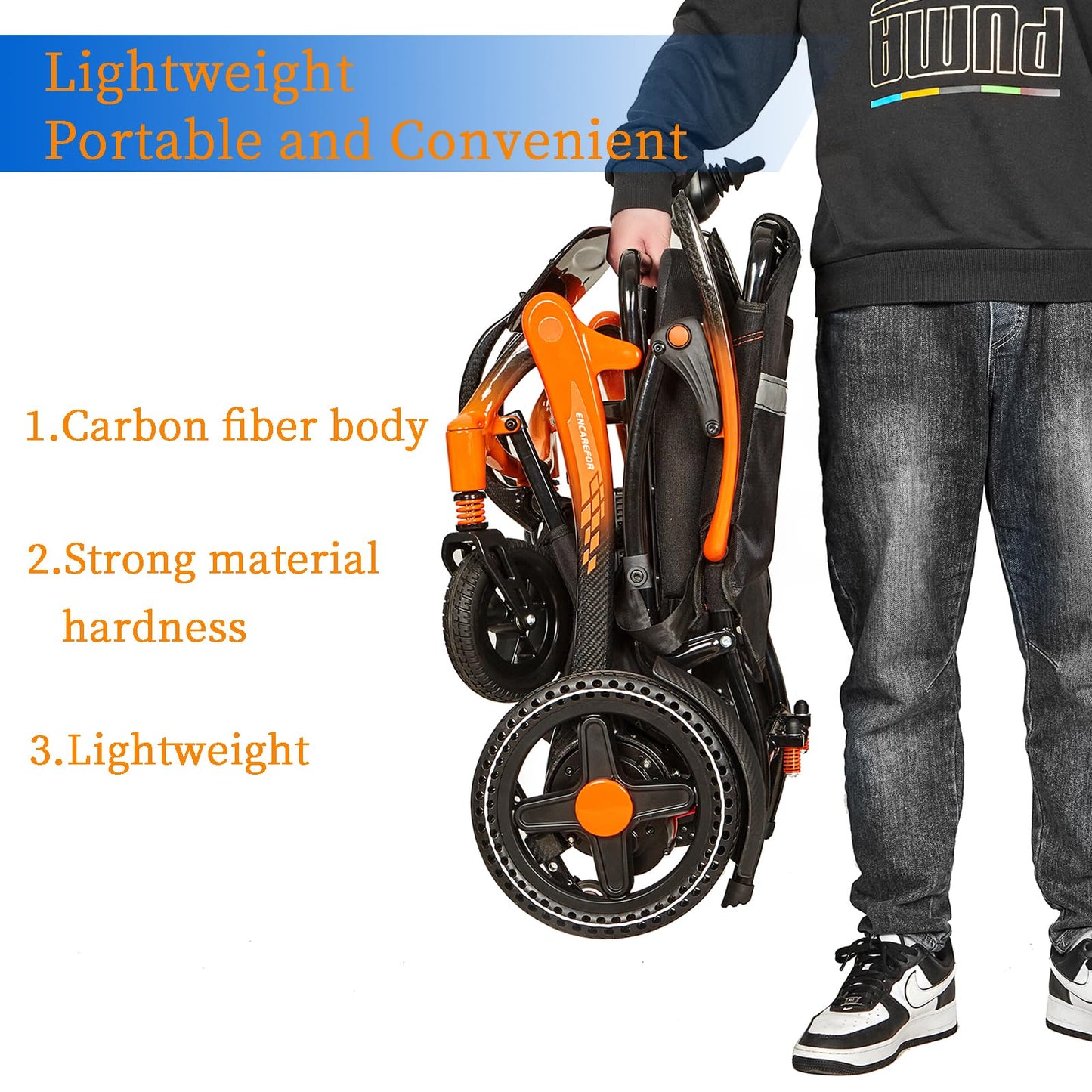 34Lb Carbon Fiber Lightweight Electric wheelchairs for Travel,Carbon Fiber Wheelchair，15 Miles Long Travel Range Wheelchair (Single Battery)