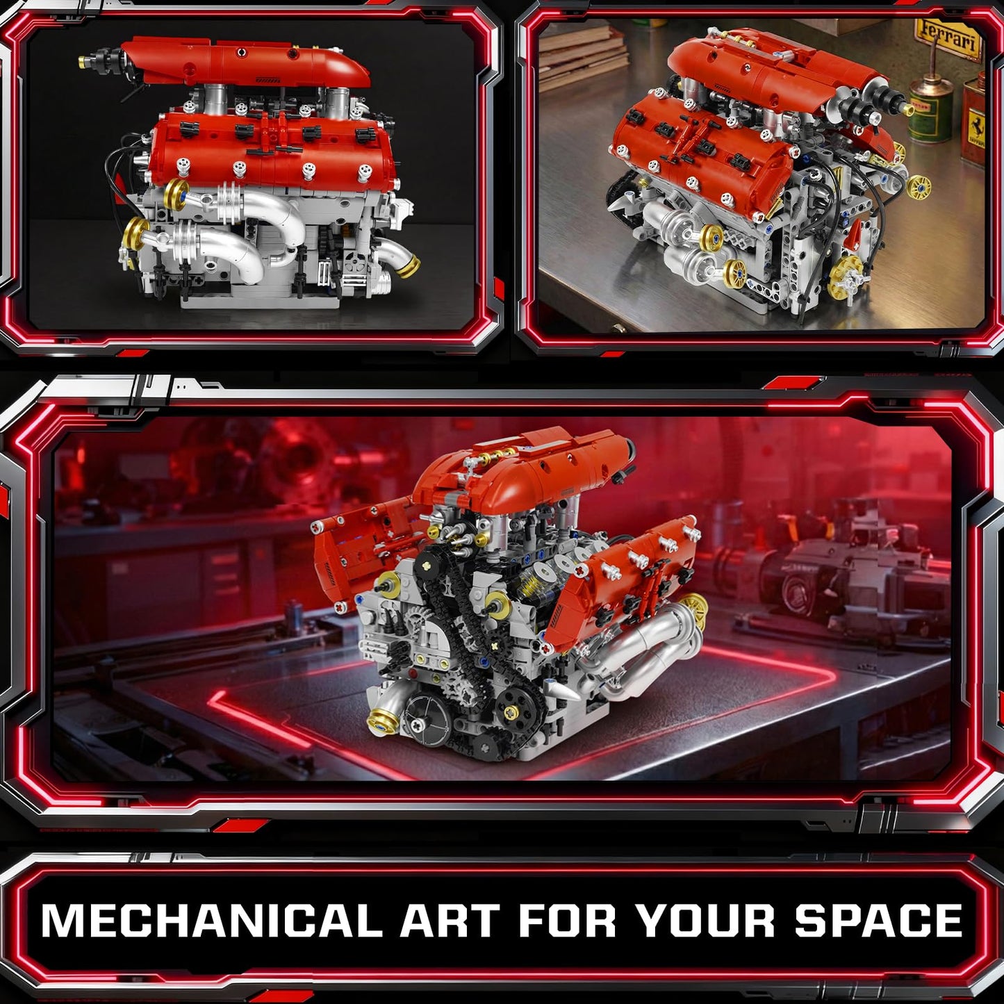 NEXTJOY V8 Engine Model Kit, Build Your Own Visible Car Motor, Advanced STEM Mechanical Building Block Set for Adults, Collectible Engine Model for Display, Desk Decor & Gift to Car Lovers
