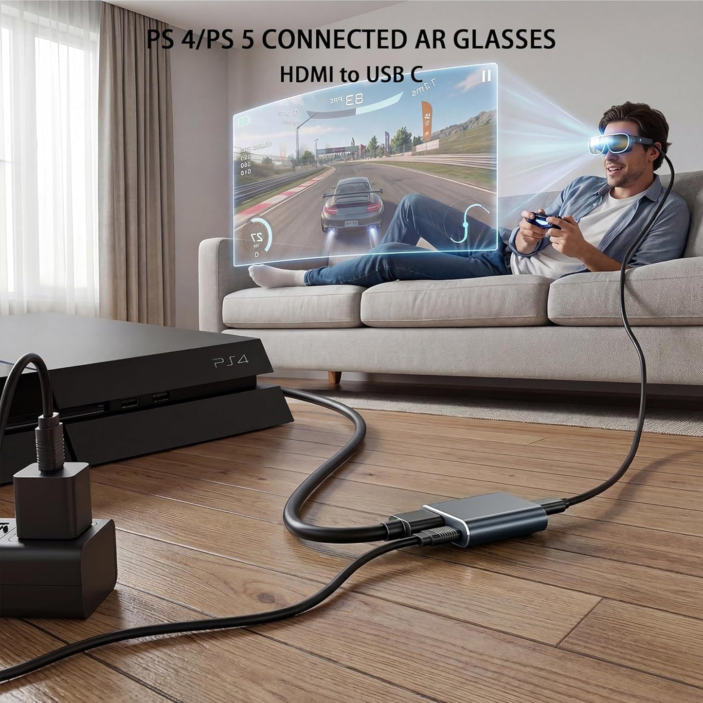 KIHENG 4K 60Hz 2, PS4/5, HDMI to USB-C Adapter, HDMI to Type C Adapter for XREAL One/Viture/RayNeo Air/Rokid AR Glasses