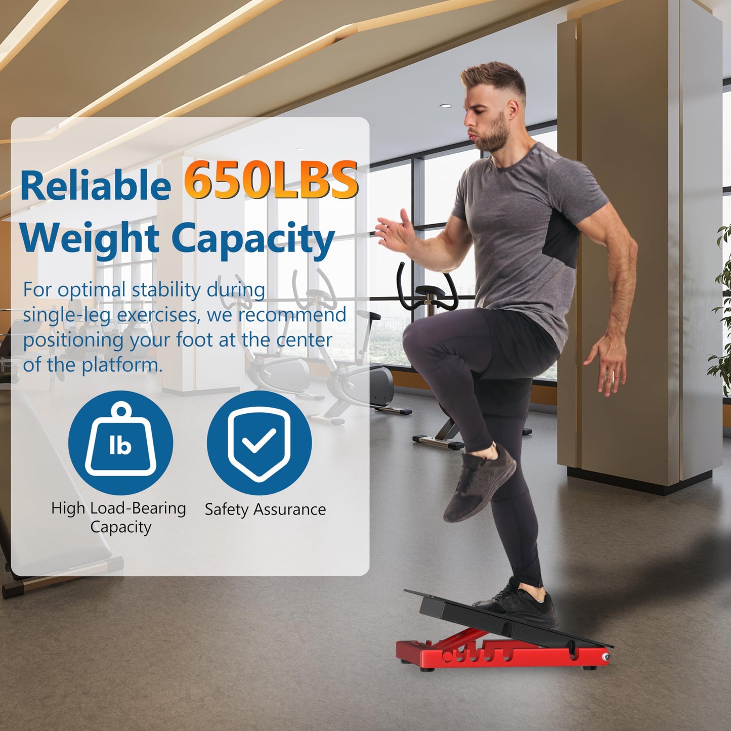 Rumoid Slant Board for Calf Stretching, Heavy Duty Steel Calf Stretcher, 5-Level Adjustable Incline Board, 650 lbs Weight Capacity for Ankle Foot Knee Pain Relief, Physical Therapy & Plantar Fasciitis