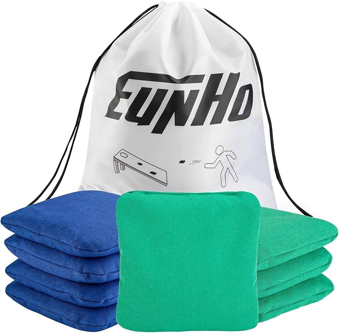 EunHo Cornhole Bags Set of 8 Regulation Size & Weight Corn Hole Bean Bags Official Professional All Weather for Tossing Game with Carry Case