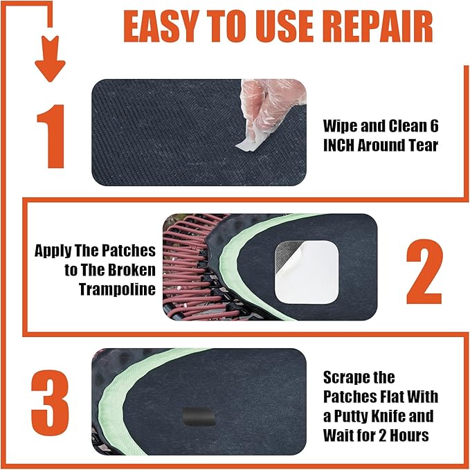 Self-Adhesive Trampoline Patch Repair Kit | Repair Trampoline Mat Tear or Hole in a Trampoline Mat Ground Stakes