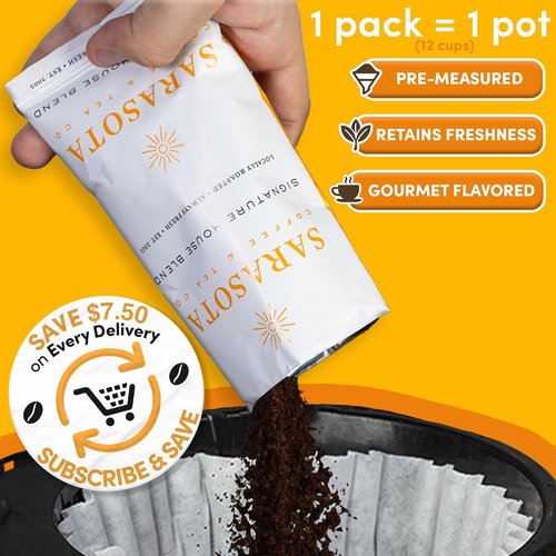 Coffee Packets | 36 Single-Pot 2oz Ground Coffee Packs - Breakfast Blend, Low Acid Medium Roast