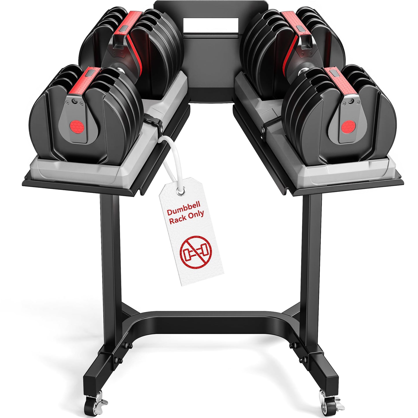 Adjustable Dumbbell Stand Rack with Tablet Holder and Wheels, Heavy Duty Rolling Organizer Cart for Home Gym (Rack Only)