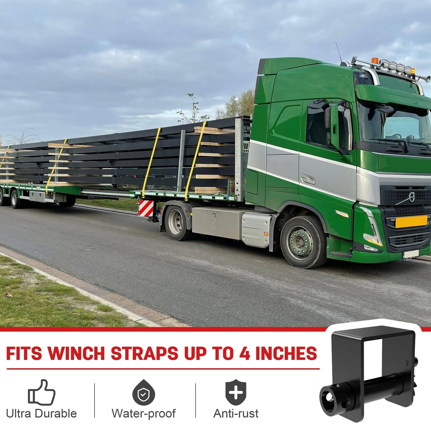 2026 Upgraded Sliding Winch for Utility Trailer,4 PCS Standard Sliding Tie Down Winch for Flatbed Semi Truck,for Use w/ 4 Inch Straps, Trailer Cargo Control,Black Powder Coated