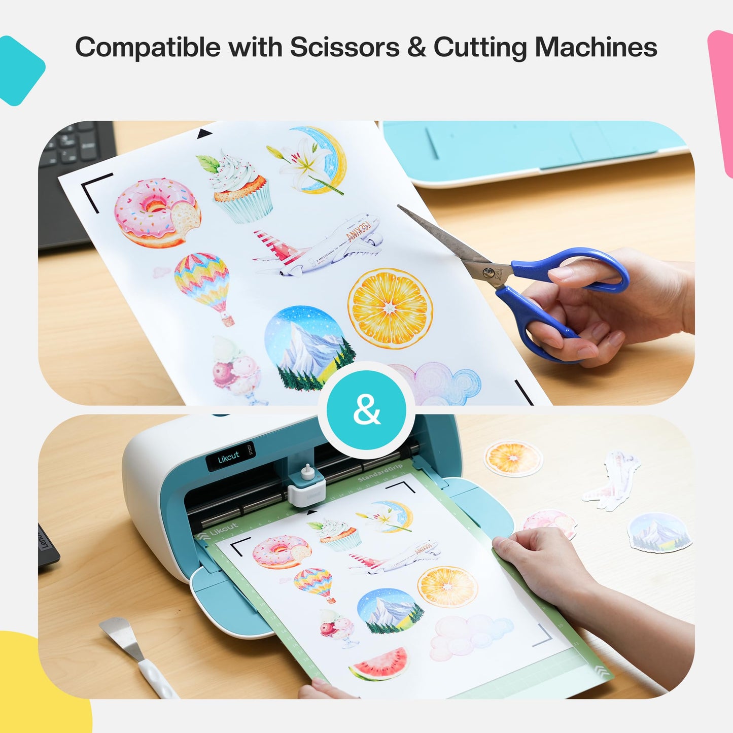 Likcut S41 Vinyl Cutter Machine with Printable Magnet Sheets for Inkjet Printer, 8.5"x11" Flexible Magnetic Paper Sheets for Create Custom Magnets, Photo Magnets, Fridge Magnets