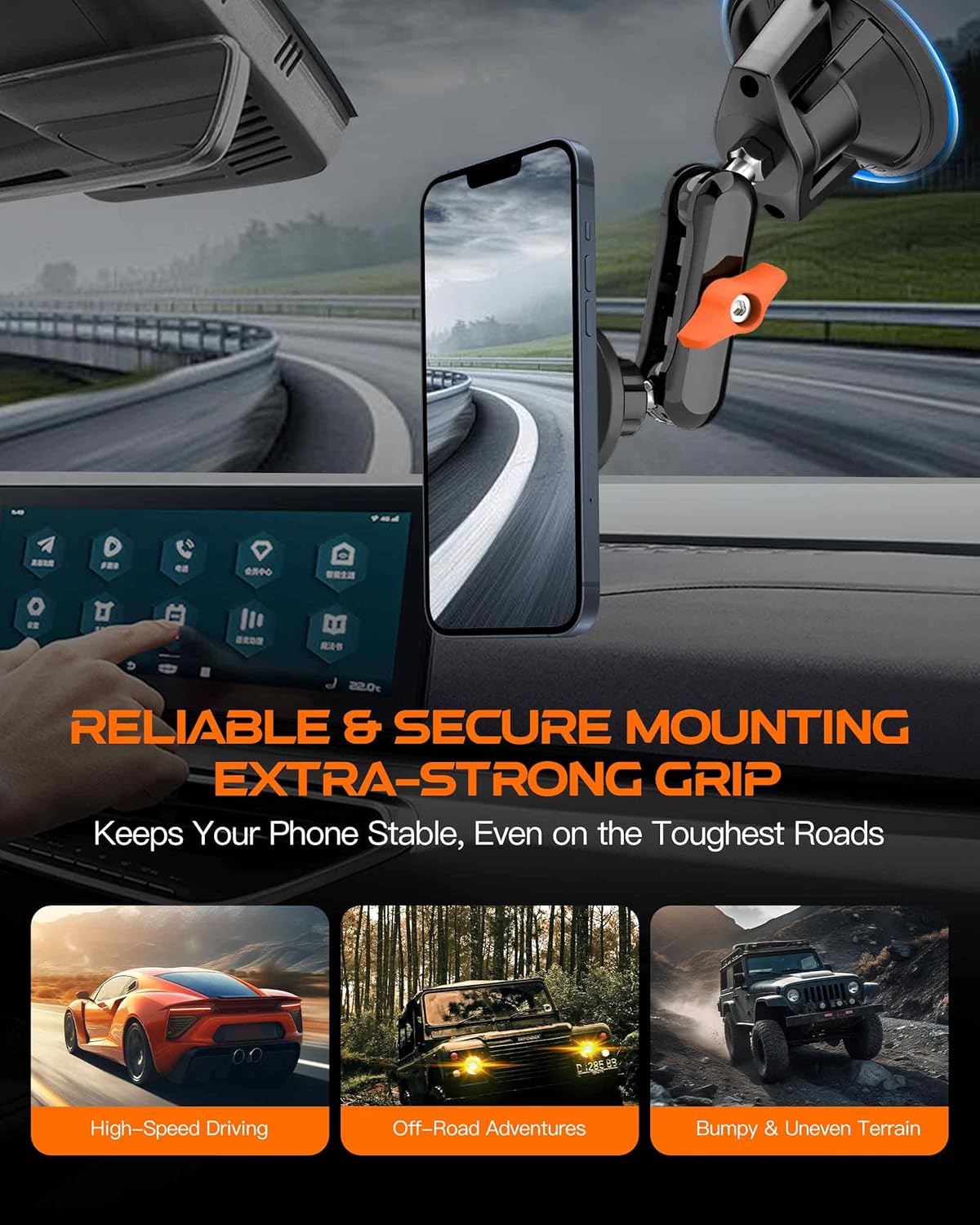 chubbycable 360 ChubbyGrip Magnetic Dash Mount Vacuum Magnetic Phone Holder for Your Car Adjustable Suction Cup Car