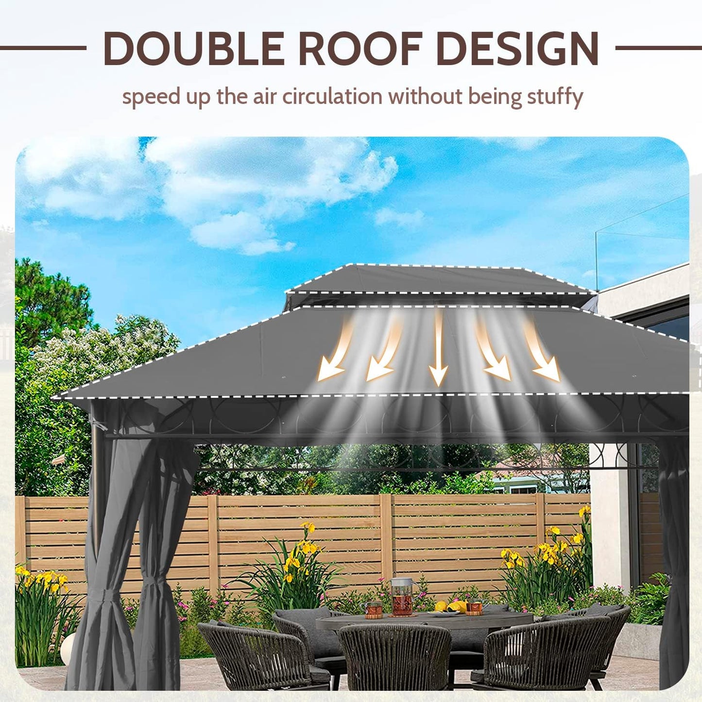 Skiennix Outdoor Canopy Tent - UV Protection Gazebo with 4 Sidewalls | 10'x13', Grey