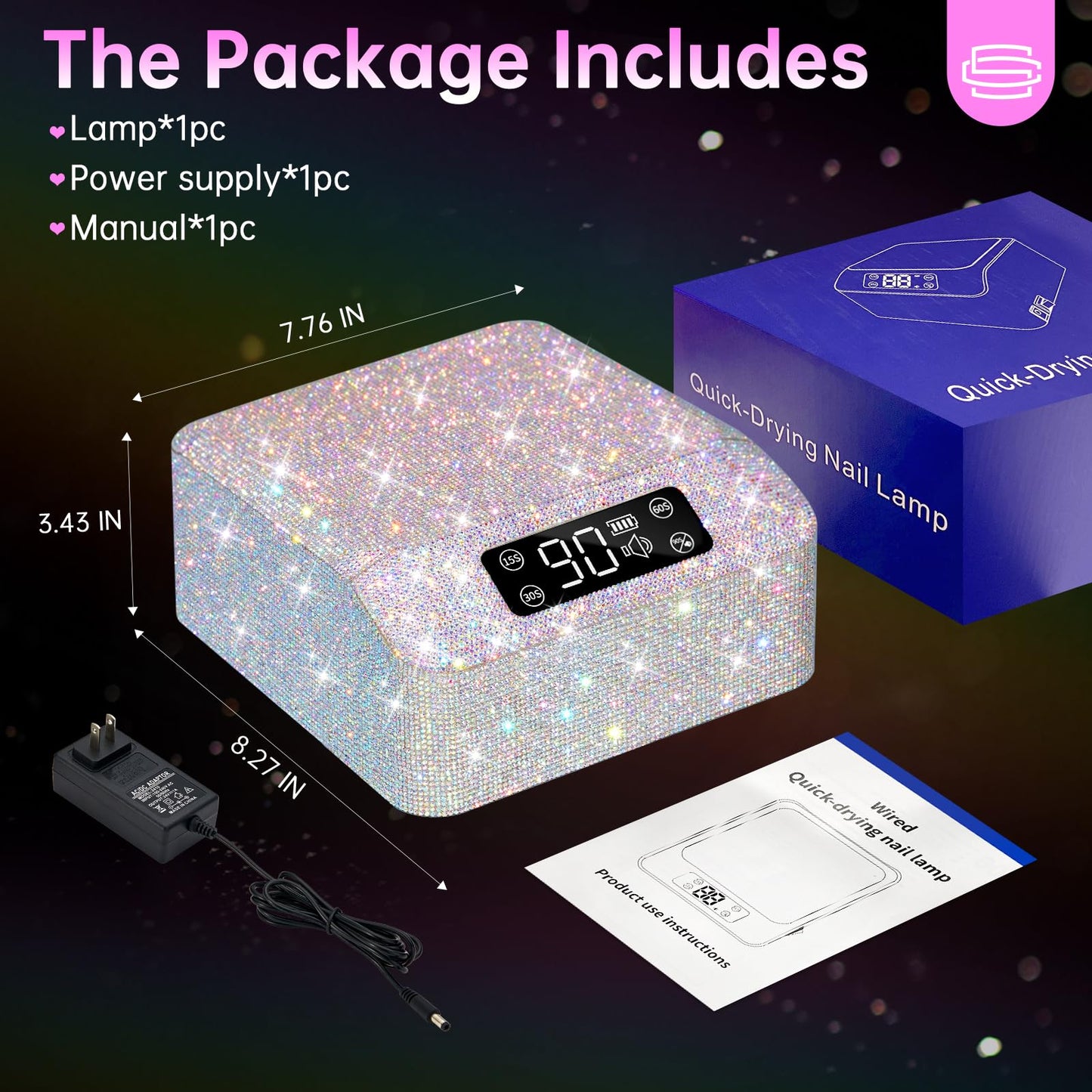 CHRISTINE SHELLY H20 UV Nail Lamp for Gel Nail Polish 96W, Plug-in LED Nail Light Professional Nail Dryer & 505 Powerful 1000PA Nail Dust Collector, Rechargeable Dust Collector Nail Tech