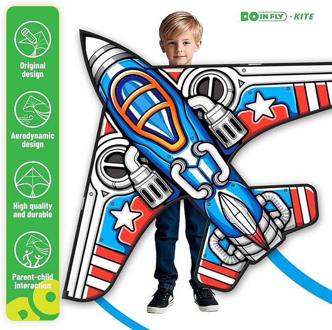 Kite for Ages 8-12, Easy to Fly and Assemble Fighter Plane Kites for Beginner, Single Line String Professional Kite for Beach and Outdoor Activity (Fighter Plane Kites Set)