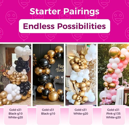 Bezente Metallic Gold Balloons - 150 Pack 5-Inch Chrome Latex Balloons for Weddings & Parties
