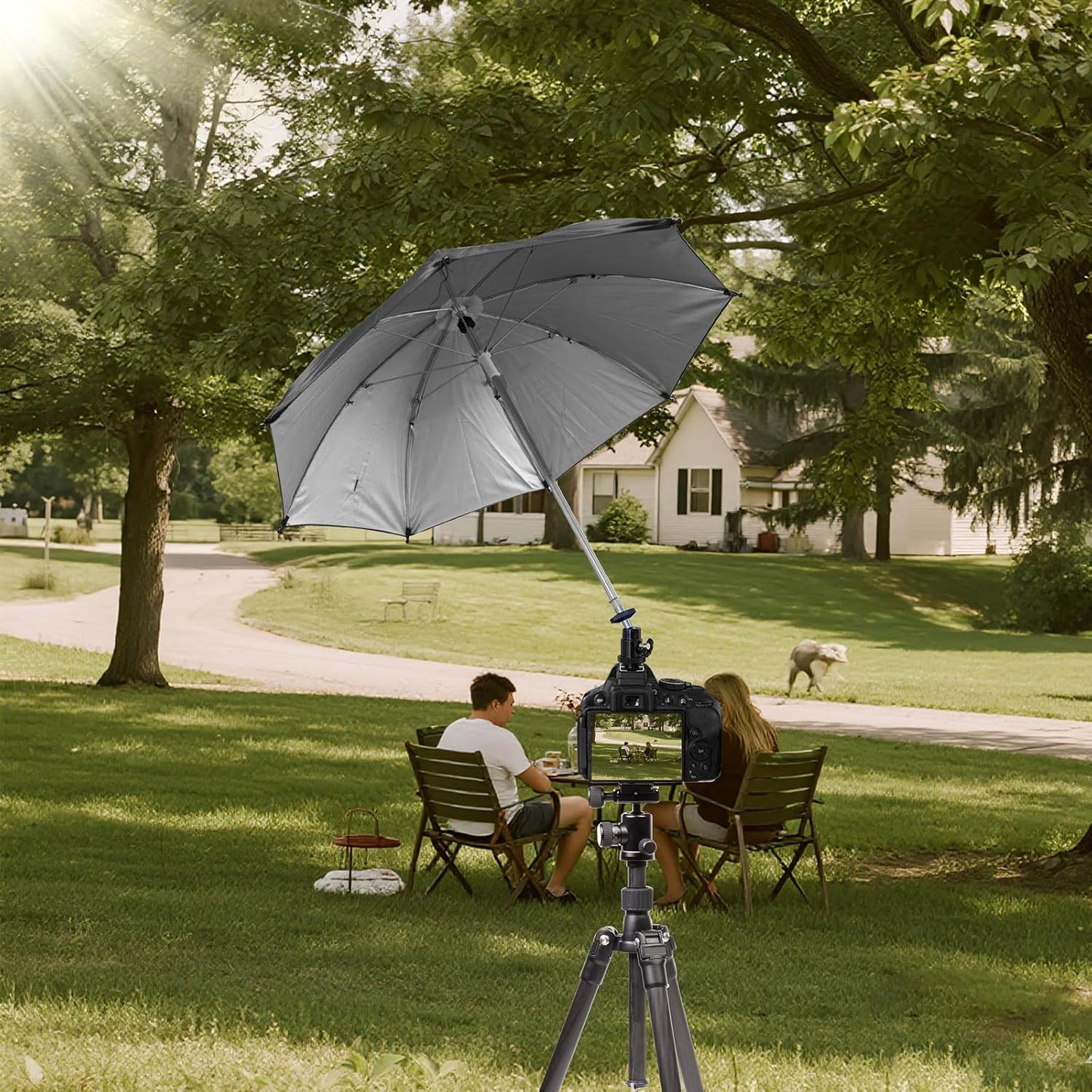SnowTing 360 20 Inch Camera Hot Shoe Umbrella, Swivel DSLR Camera Sunshade & Rain Cover for Camera with Hot Shoe