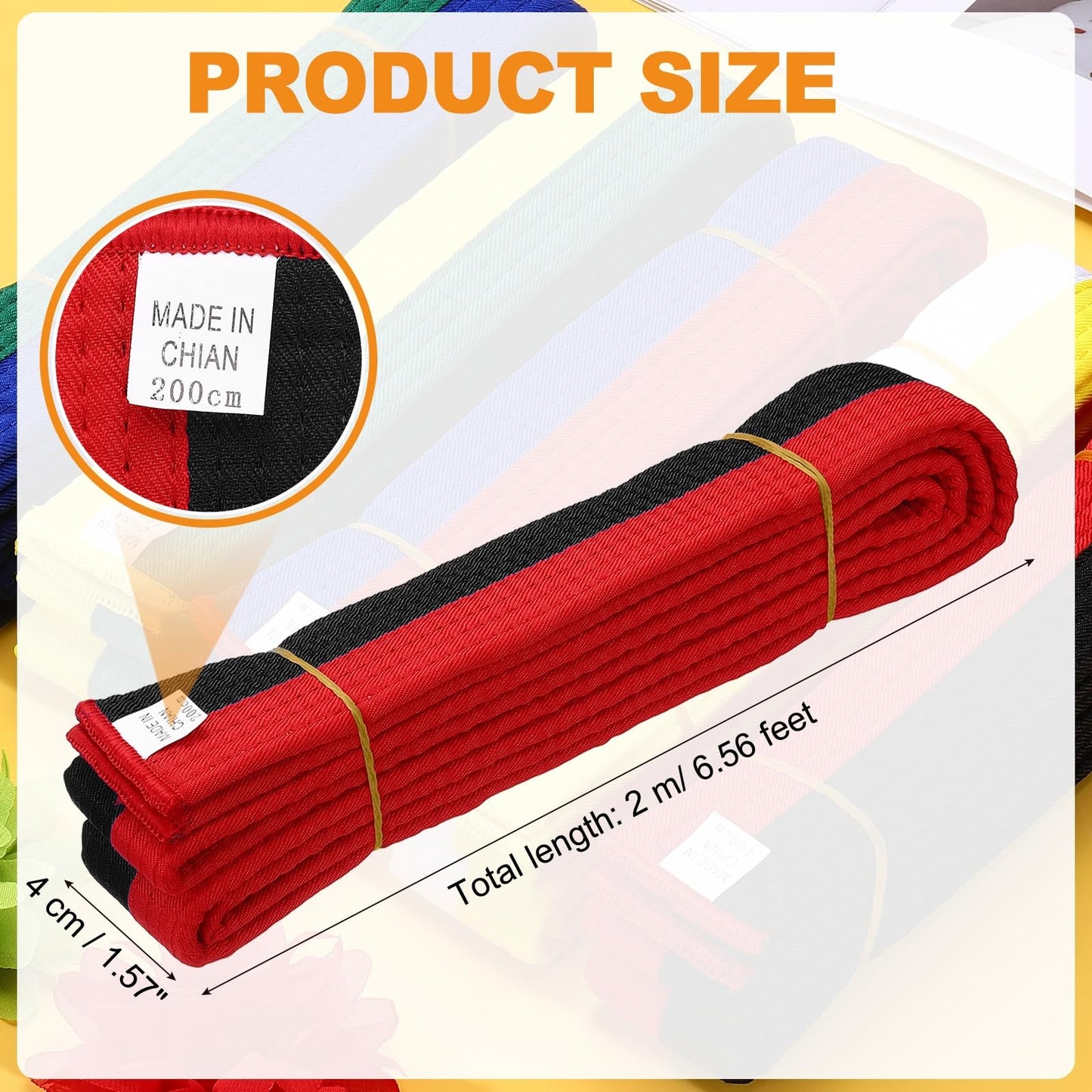 YELARXI Karate Belt, Martial Arts Ranking Belts Solid Cotton Double-Layered Core Long Soft Uniform Training Equipment Fitting for(Taekwondo/Karate/Judo/BJJ/Competition) 9.2ft & Red/Black