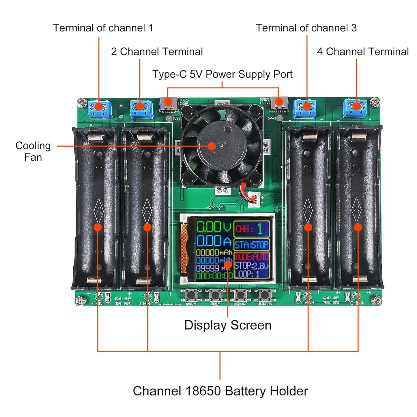 DWEII 1pcs 18650 18650 (4 Lithium Battery Capacity Tester Module MAh MWh Digital Battery Power Detector Module Tester