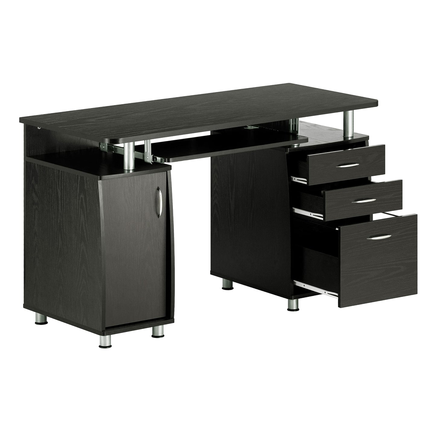 Techni Mobili 48'' W Computer Desk with File Cabinet and Drawers, Storage Cabinet with Removable Shelf and Ventilation for CPU, Home Office Desk or Computer Workstation with Keyboard Tray, Espresso
