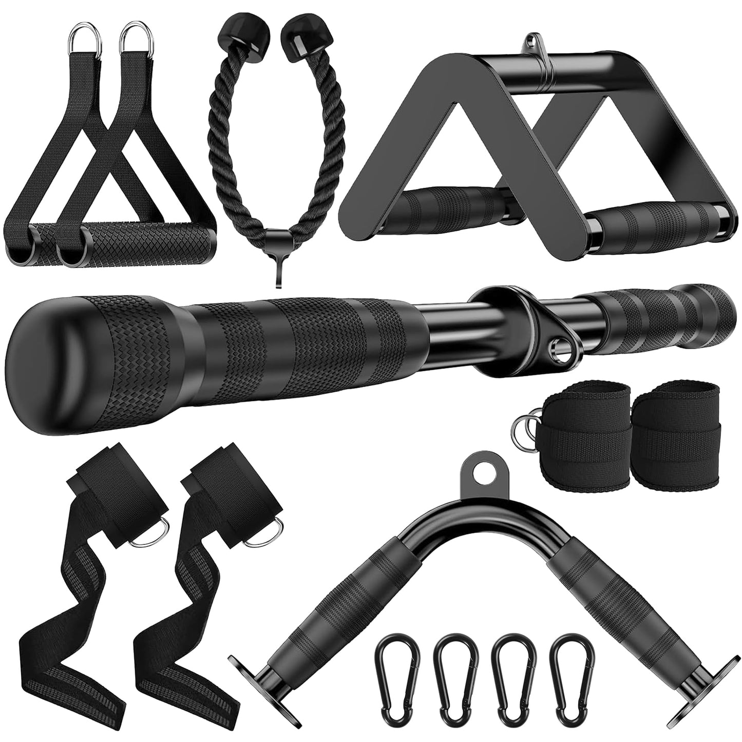 Houseables Cable Machine Attachment, Cable Attachments for Gym, Pull Down Bar, LAT Pulldown, Weight Machine Accessories, Gym Equipment Accessories, Triceps Rope, V Bar, D, Exercise Handles, Workout
