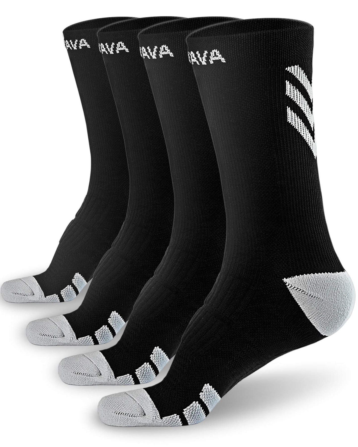 DOVAVA Dri-tech Compression Crew Socks 15-20mmHg for Men & Women, Athletic Fit Running Nurses Flight Travel Edema Diabetic, Boost Ankle Calf Circulation, XX-Large, Black (4 Pairs)