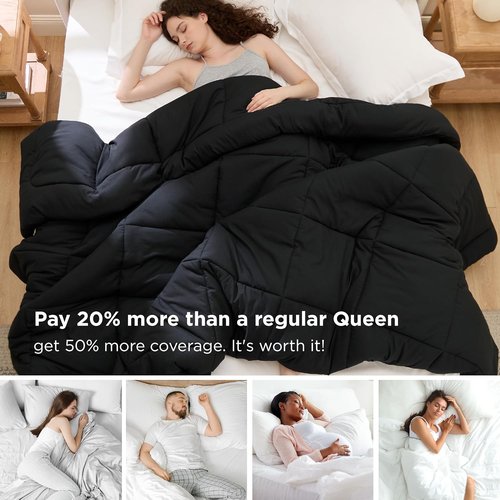 Bedsure Comforter Duvet Insert - Oversized King Size All-Season Down Alternative Bedding | GentleSoft, Black 116 x 98 Inches