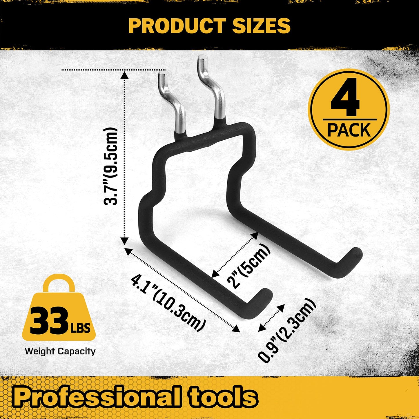 ELEAD 4-Piece Flat Pegboard Hooks, Peg Board Organizer Accessories for Hanging, Fit 1/4" Pegboard, Peg Board Tool Hangers for Garage Kitchen Workbench