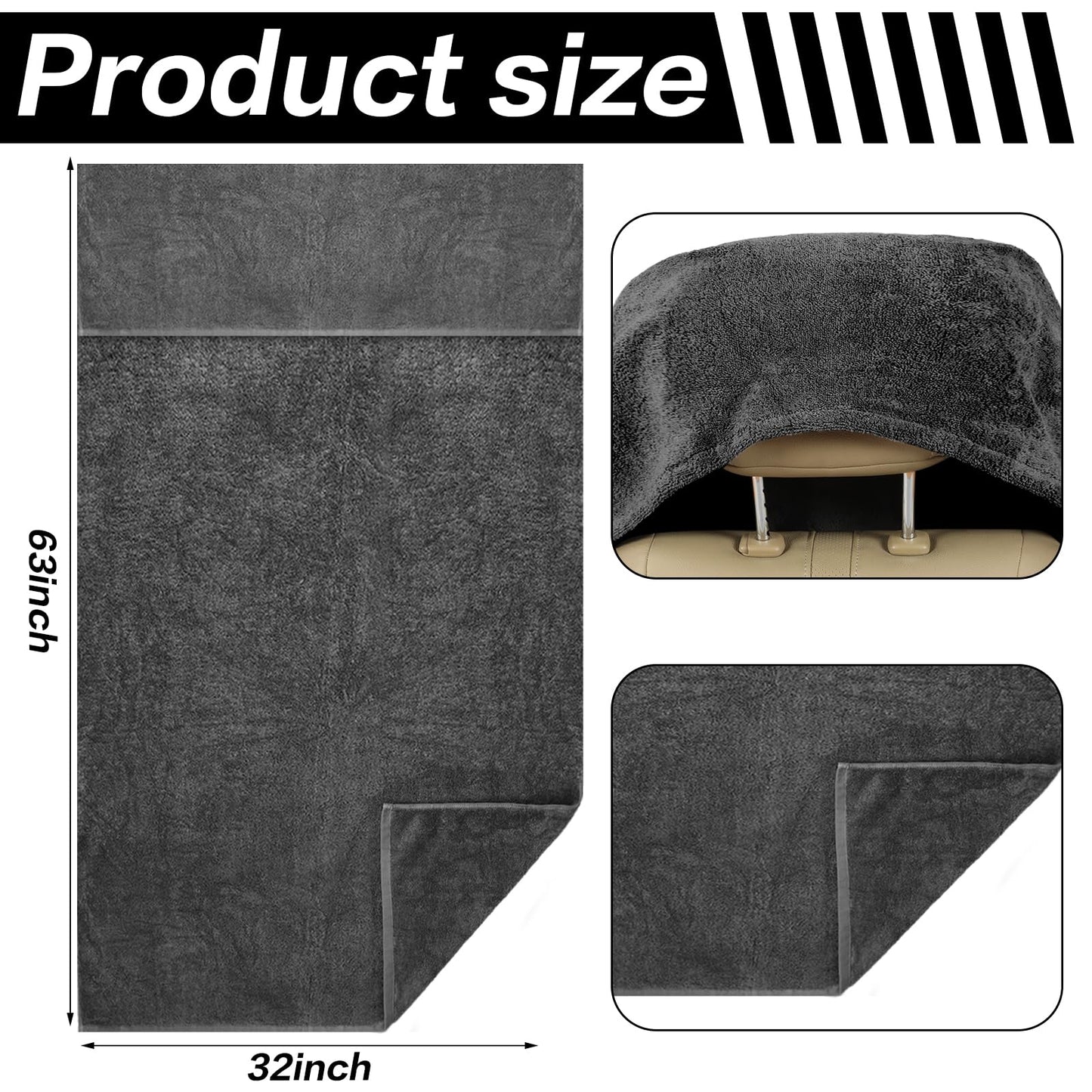 Peryiter 1 Pcs Car Seat Towel Cover 100% Cotton Athletic Running Towel Full-Sized Seat Workout Sweat Non Slip Washable Cover Gift Christmas Car for Man Workout Outdoor Sport Activities (Rectangular)