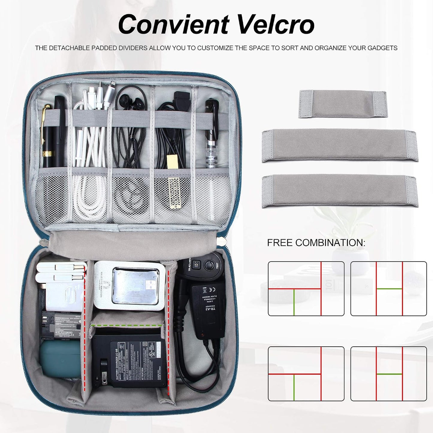 SELLYFELLY Electronic Bag Travel Cable Accessories Bag Waterproof Double Layer Electronics Organizer Portable Storage