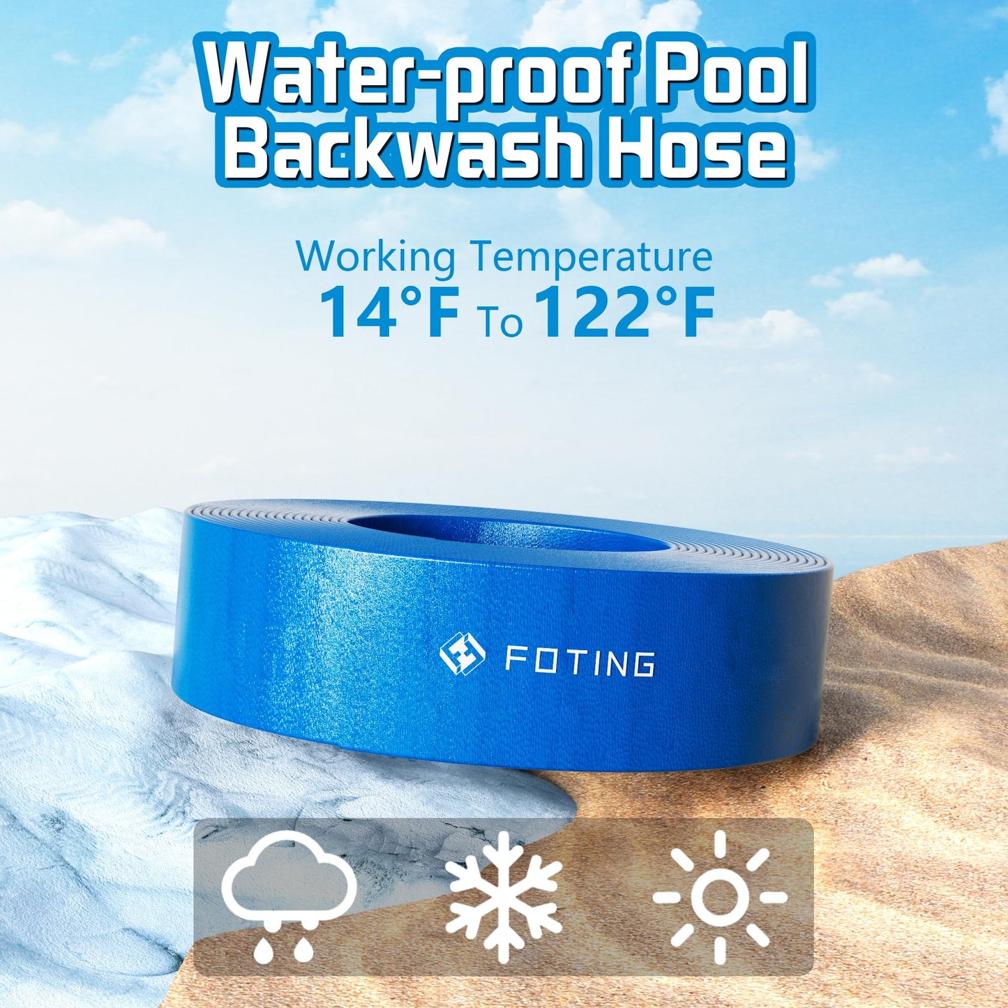 FOTING Sump Pump with 50FT Pool Backwash Hose 1-1/2 IN, 1HP Clean/Dirty Submersible Water Pump, 4600GPH Utility Pump Thermoplastic Electric Portable Transfer Water Pump for Swimming Pool Garden Pond B