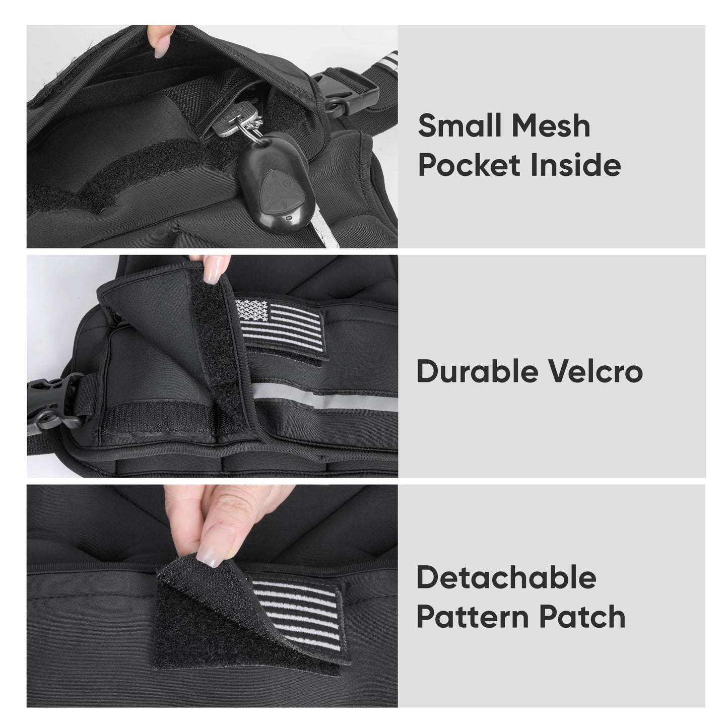 APEXUP Adjustable Weighted Vest, 4-10lb/12-18lb/20-32lb Vest with 6 Ironsand Weights and Large Pocket, Weight Vest for Men Women Strength Training, Running, Walking (4-10lb, Black)