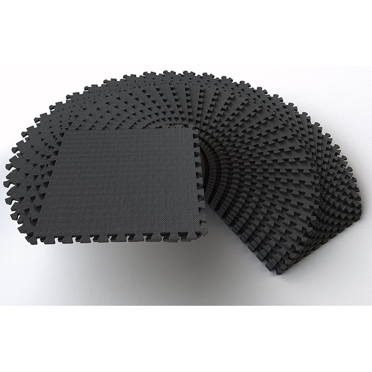 BalanceFrom Puzzle Exercise Mat 1/2" Thick, EVA Interlocking Foam Floor Tiles for Home Gym, Mat for Home Workout Equipment, Floor Padding for Kids, Black, 24 in x 24 in x 1/2 in, 144 Sq Ft - 36 Tiles