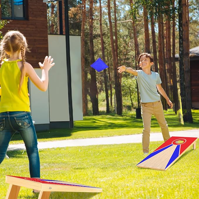 Cornhole Board Set, Regulation Size 4 x 2FT/3 x 2FT Solid Wood Corn Hole Game Set with 8 Bean Bags,2 Cornhole Boards and 1 Carry Bag for Outdoor Beach Toss Games Competitions
