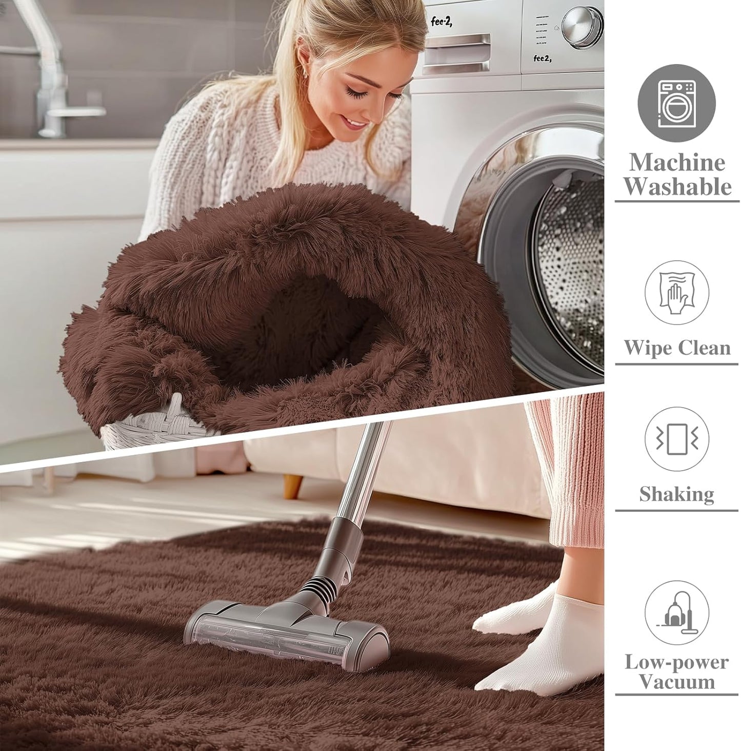 OLANLY Area Rugs - Soft Fluffy Shaggy Indoor Carpet for Living Room & Bedroom - 6x7, Machine Washable, Aesthetic Home Decor