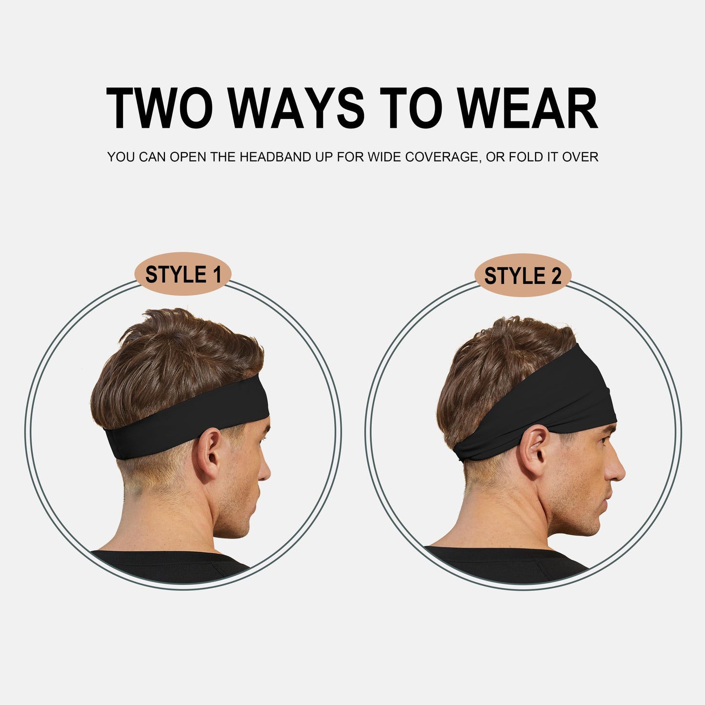 VIMPEP Sports Headbands for Men Sweatband Workout Headband for Running,Basketball,Tennis,Yoga Fitness Stretchy Quick-Dry Hairband for Unisex Black,Dark Grey, Green, Sky Blue, Brown, Gray