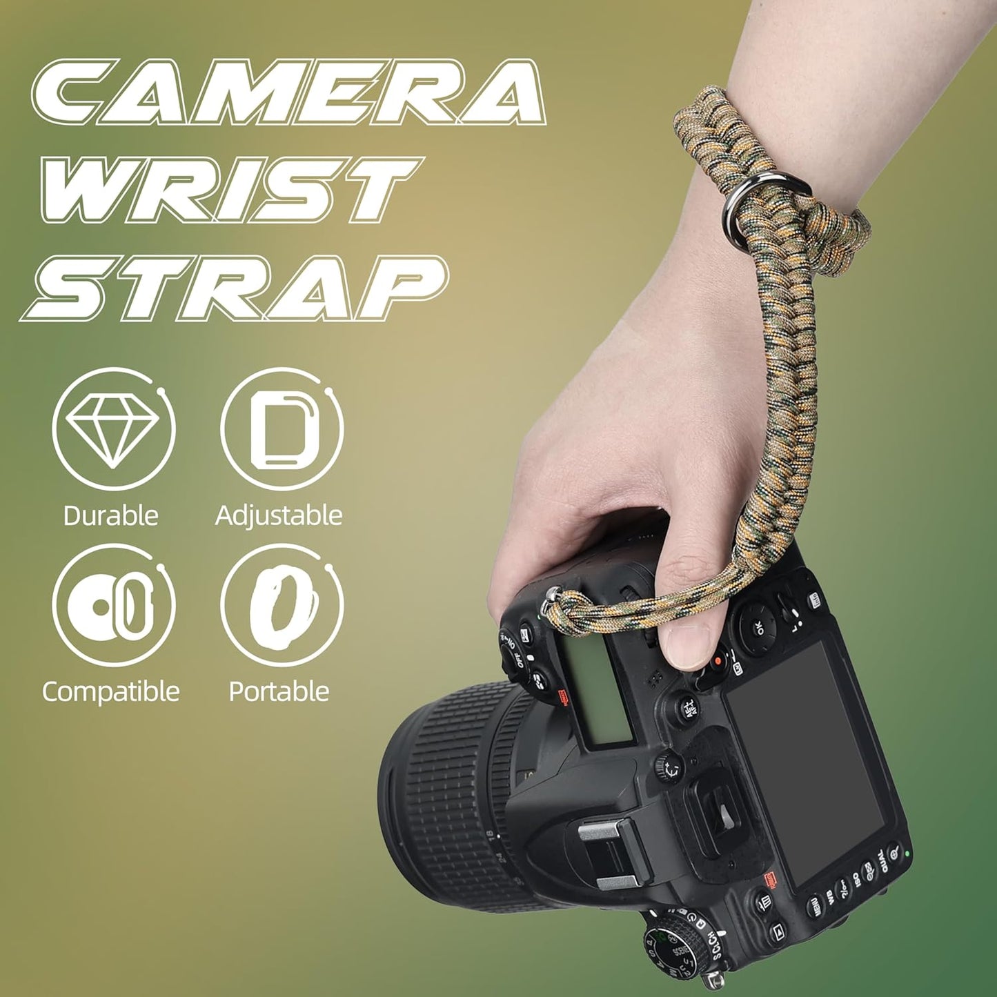 SUNYA Paracord Camera Hand Strap - Durable Wrist Support for DSLR & Mirrorless Cameras