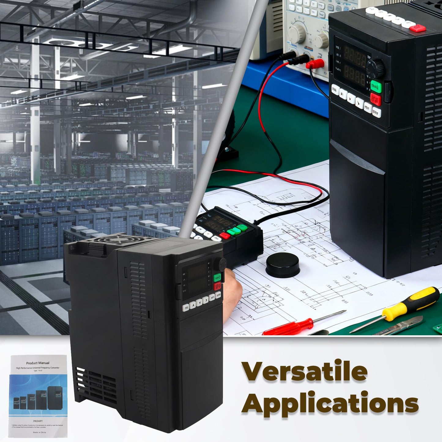 kimllier 7.5KW 10HP Variable Frequency Drive 220V 1 or 3 Phase to 208-240V 3 Phase Converter Motor Speed Controller