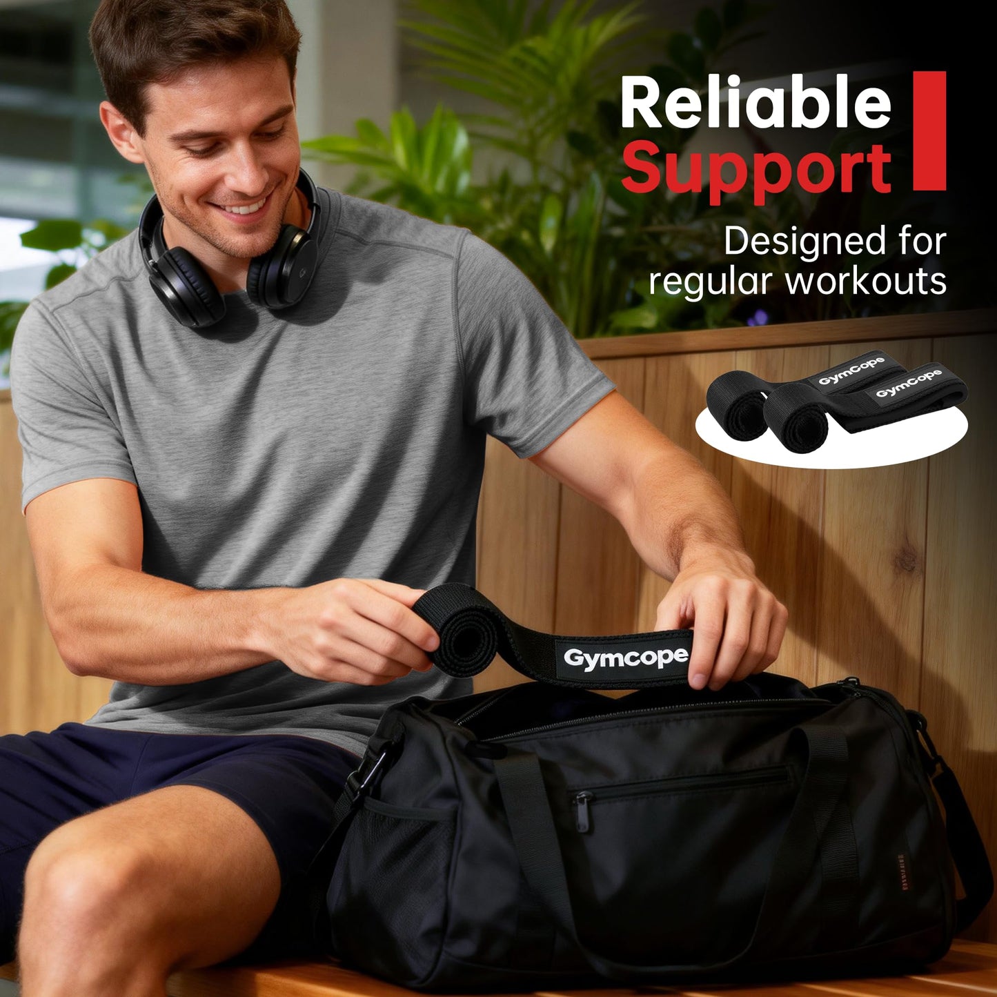GymCope Lifting Wrist Straps for Weightlifting, Heavy Duty Wrist Straps for Deadlifts, Powerlifting, Bodybuilding and Strength Training, Secure Grip Support for Men Women, 1 Pair Black